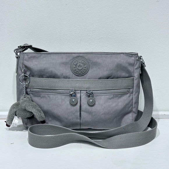 Kipling Handbags - Kipling Angie Crossbody Bag Grey Lightweight Nylon Travel Purse Multi-Pocket